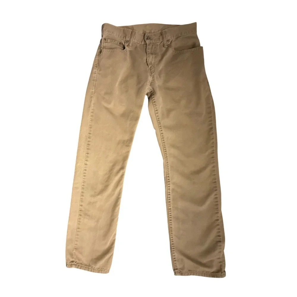 Levi's 514 Straight Fit Pants Mens 28x30 Tan Khaki White Tab Cotton Twill